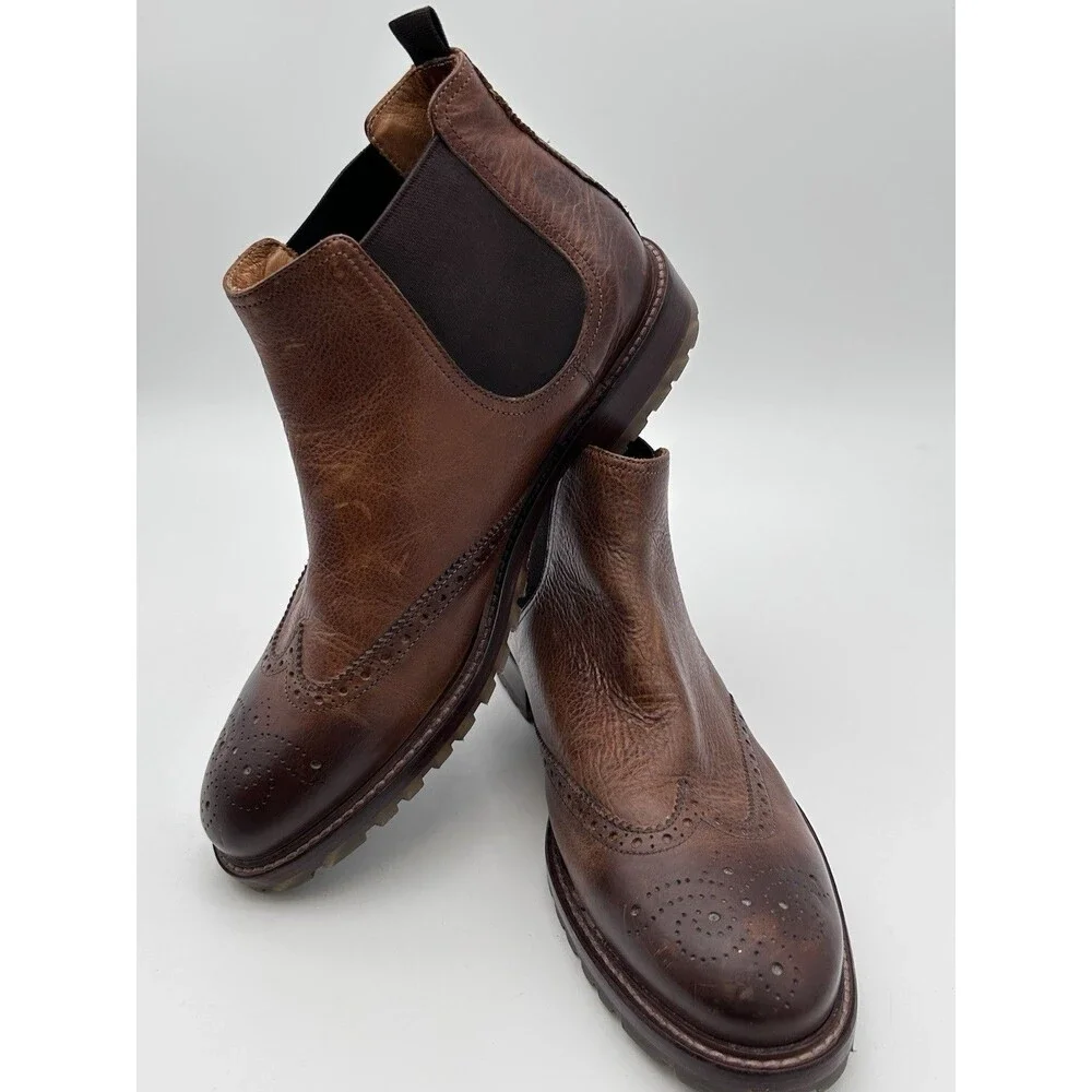Johnston And Murphy Dress Boots Wingtip Chelsea Boots Pull On Men’s 10.5 Italy